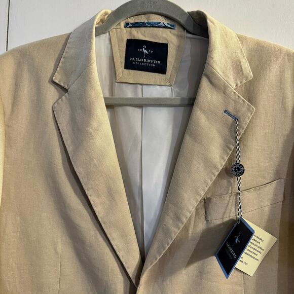 NWT TailorByrd Collection Men’s Linen-Blend Sport Coat Blazer Beige  Size 40R - Picture 9 of 12